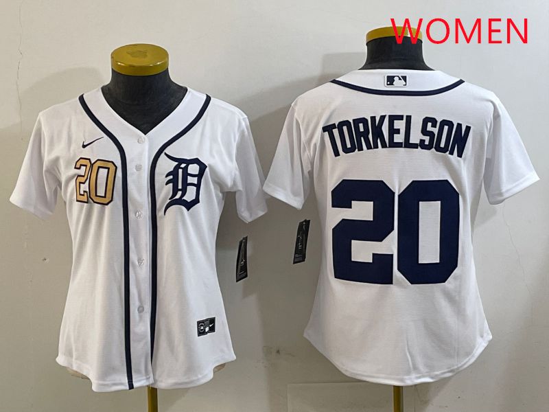 Women Detroit Tigers 20 Torkelson White Game 2025 Nike MLB Jersey style 2